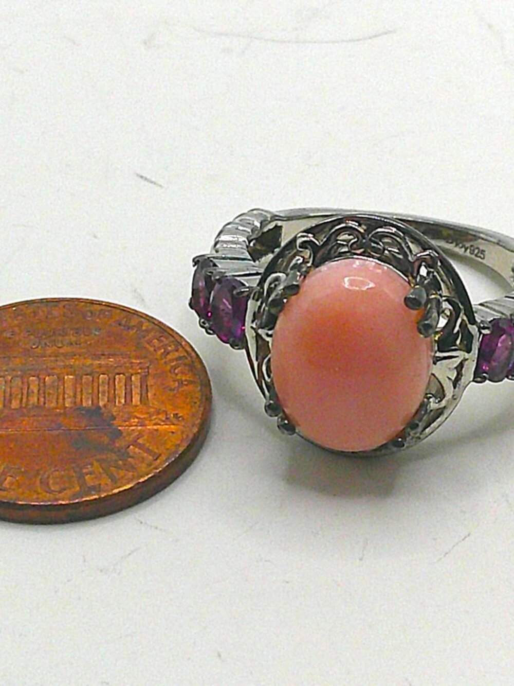 Peruvian Pink Opal Ring sz 6.75 - Picture 6 of 7